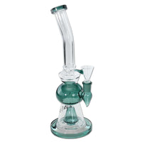 Black Leaf Glass Bong with Percolator Sea Green