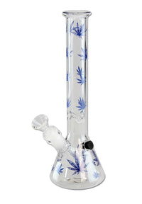 Flask Bong Ice Hemp Leaves blue