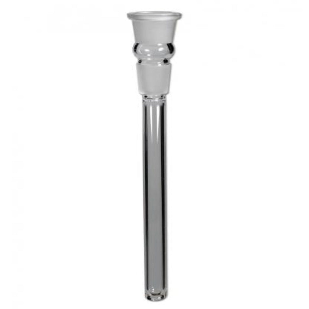 Kuva lyhennettävästä 18,8mm borosilikaattilasista valmistetusta adapteriputkesta, joka esittelee sen monipuolista rakennetta ja säätömahdollisuuksia eri laitekokoonpanoihin.