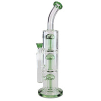 Black Leaf Percolator Bong 3x 8-Arm Tree Perco Green