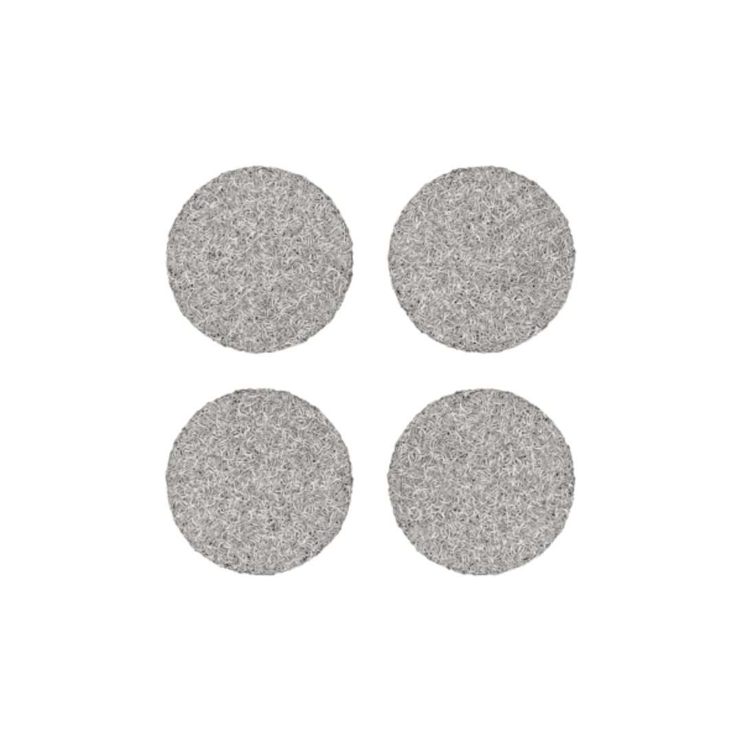 Kuva Crafty Drip Pad Set small -varaosista. Pakkaus sisältää useita ruostumattomasta teräksestä valmistettuja mesh-tyynyjä, jotka on suunniteltu höyrystimen optimaaliseen suorituskykyyn ja puhtauden ylläpitoon.