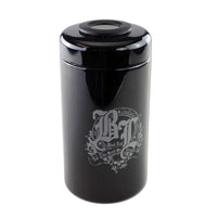 Black Leaf Violet Glass jar w. Thermo- + Hygrometer 500ml