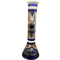 Kani raidallinen 46cm lasinen Beaker-vesipiippu, 8-haaraisella diffuusorilla. Tyylikäs ja kestävä - Kaninkolo