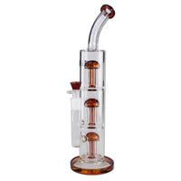 Black Leaf Percolator Bong 3x 8-Arm Tree Perco Red