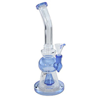 Black Leaf Glass Bong with Percolator Light Blue