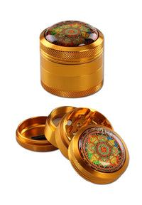 Black Leaf Mandala Al. Grinder 4-part amber