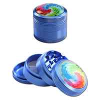 Black Leaf Mandala Al. Grinder 4-part l. blue