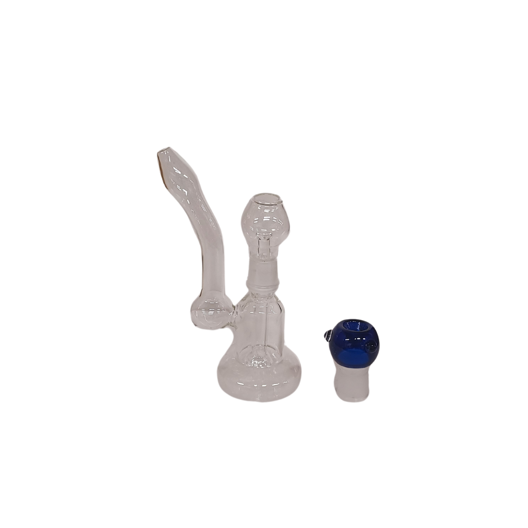 Bubbler Double Function 18cm, kirkas borosilikaattilasinen vesipiippu yrteille ja konsentraateille, sisältää yrttikulhon ja dabin bangerin