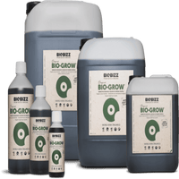 BioBizz Bio Grow 500ml orgaaninen kasvulannoite pullossa, esittää tummaa nestettä ja vihreää BioBizz-logoa valkoisella taustalla.