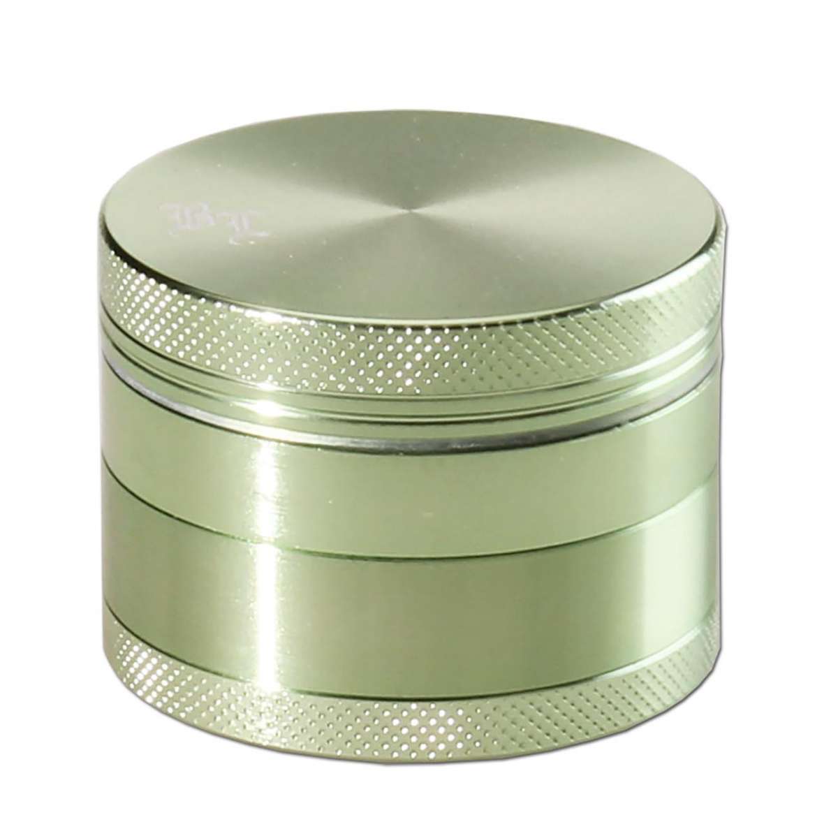 Black Leaf Aluminium Grinder 4-part green - neliosainen vihreä alumiininen yrttimylly, jossa on timanttihampaat, siivilä ja pollen-kammio irrotettavalla kaapimella