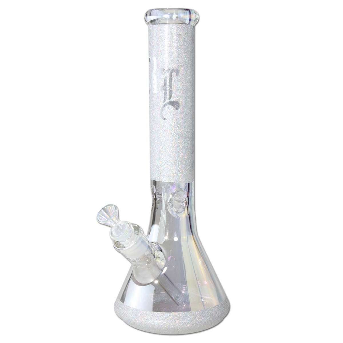 Black Leaf Beaker Bong Ice Glitzy Glitter Silver - Kaninkolo - Bongit