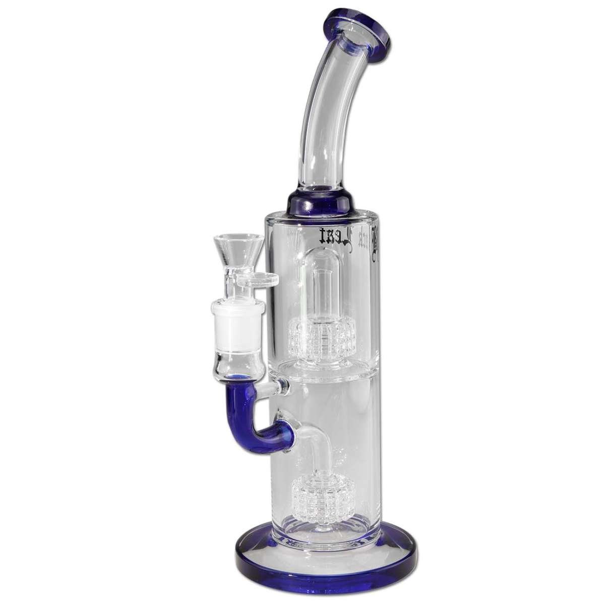 Black Leaf Glass Bong 2x Drum Percolator - Kaninkolo - Bongit