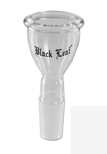 Black Leafin korkealaatuinen, kirkas borosilikaattilasinen pesä bongiini, jossa Black Leaf -logo ja standardi ground joint -liitäntä. Puhdas maku.