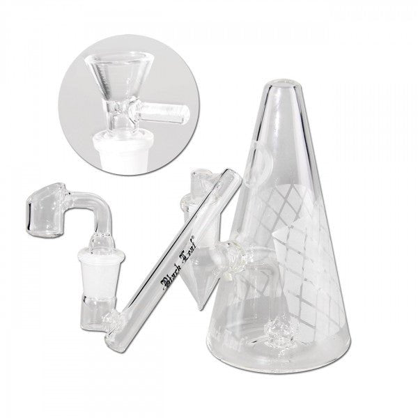 Black Leaf Glass Bubbler Herbs Oil with Adapter - Kaninkolo - Bongit