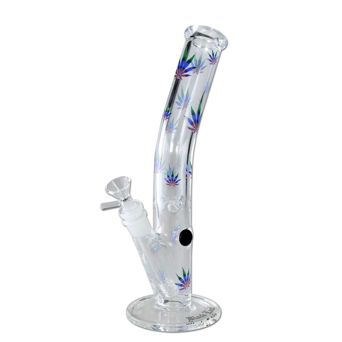 Black Leaf Ice Bong Bent Green/Purple Leaves 29,5cm - Suomalainen Kannabiskauppa Kaninkolo - Bongit