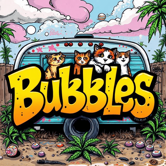 Kuva Bubbles Autoflower FEM -kasvista, jossa näkyy tiheät kukinnot ja rehevä lehdistö aurinkoisessa ulkoympäristössä.