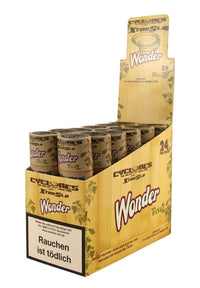 Kuva CYCLONE XtraSlo BluntCone Wonder -valmiskääreestä läpinäkyvässä suojatuubissa, korostaen sen kartiomaista muotoa ja korkeaa laatua.