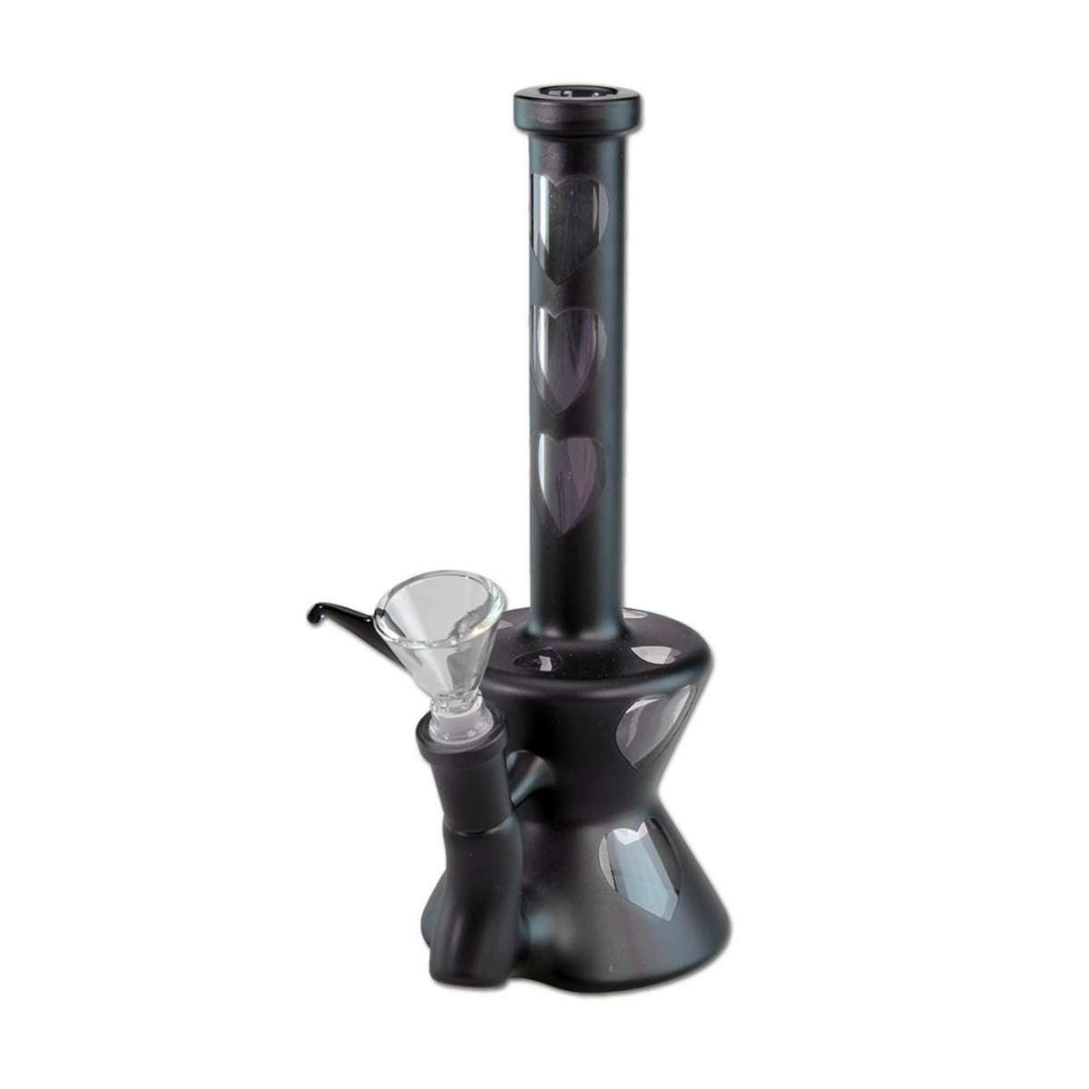 Glass Bong with Hearts matt black - Kaninkolo - Bongit