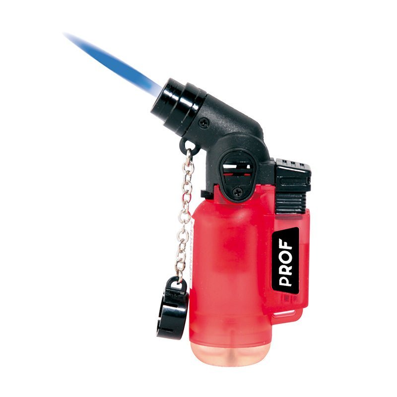 Tyylikäs musta Jet Flame -sytytin, josta syttyy voimakas sininen liekki. Sytyttimen kyljessä on kaasun täyttöaukko ja säädin.