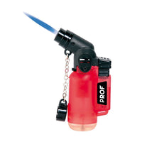 Tyylikäs musta Jet Flame -sytytin, josta syttyy voimakas sininen liekki. Sytyttimen kyljessä on kaasun täyttöaukko ja säädin.