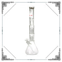 Kani Beaker 45cm korkea lasibongi, jossa on kaksi kymmenhaaraista puuperkolaattoria savun suodatukseen.