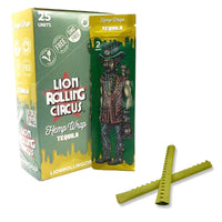 Lion Rolling Circus Hemp Wraps Tequila -pakkaus. Kaksi ruskeaa hamppukäärettä ja leijona-logo tequila-teemalla.