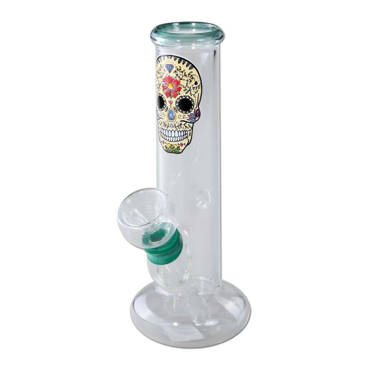Mini Glass Bong SKULL green - Kaninkolo - Bongit