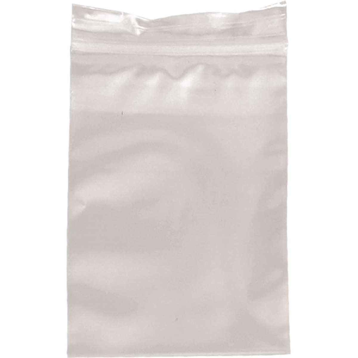 Lähikuva läpinäkyvistä Minigrip-pusseista (50x70mm), joista osa on suljettu ja osa avoin, esitellen vetoketjulukitusta.