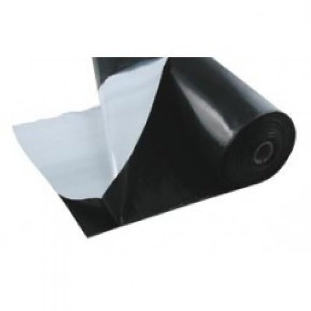 Musta-valkoinen Panda Film -kasvatusmuovi, rulla auki, musta ja valkoinen puoli näkyvillä