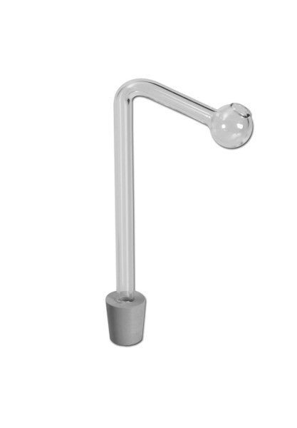 Yksityiskohtainen kuva lasisesta öljypesä 'Pallo' 14,5mm koossa, valmiina tiivisteiden höyrystykseen.