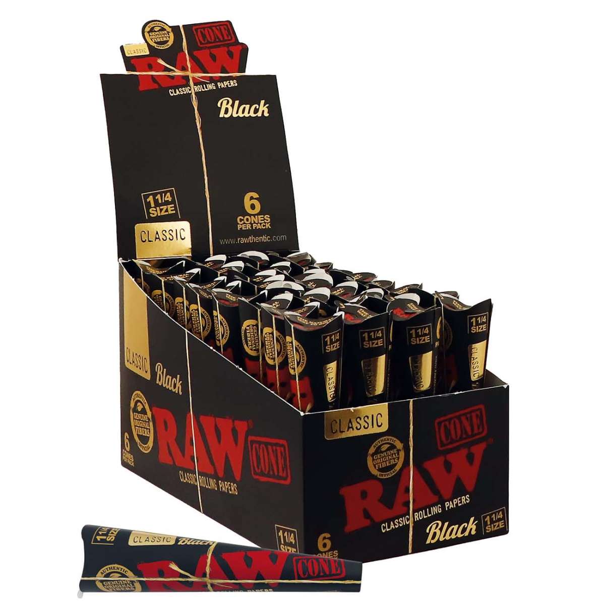 RAW BLACK Conical Tubes 6kpl 1 1/4 - Kaninkolo - Kingsize paperit