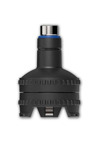 Lähikuva uudesta Volcano Filling Chamber -täyttökammiosta, jossa on selkeät merkinnät ja kiiltävä metalliverkko valmiina käyttöön