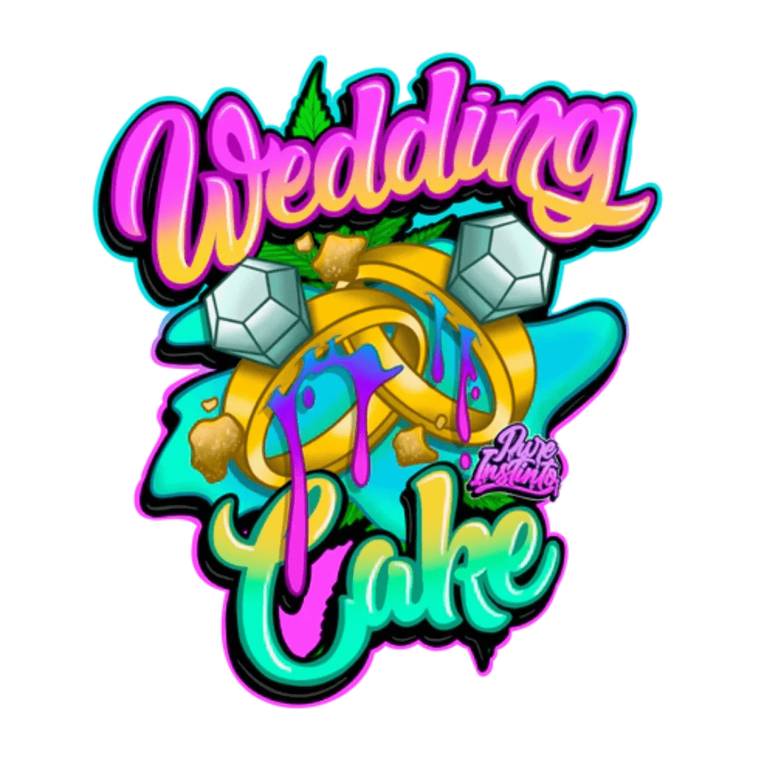 Kuva Wedding Cake Pure Instinto -pakkauksesta, jossa näkyy logon lisäksi vihreä lehti ja siemeniä.